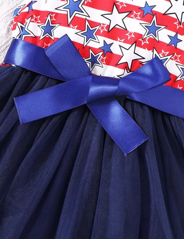 Independence Day Star Bow Tulle Dress